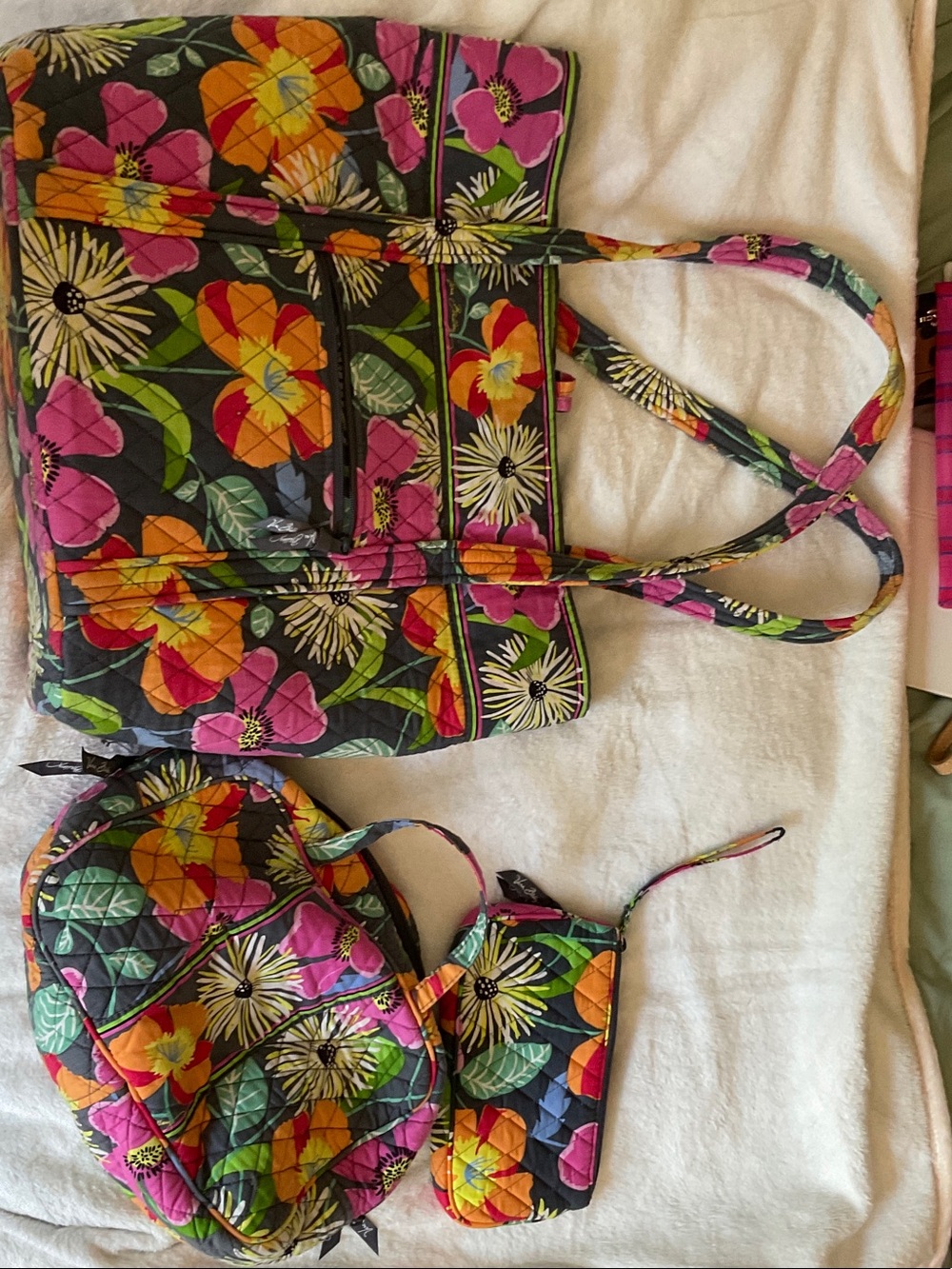 Vera Bradley Floral Quilted Tote, Cosmetic Bag & Wristlet Set - Multicolor